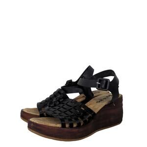 New Korks sandel wedge heel sz6 strappy basket weave cork beach vacation